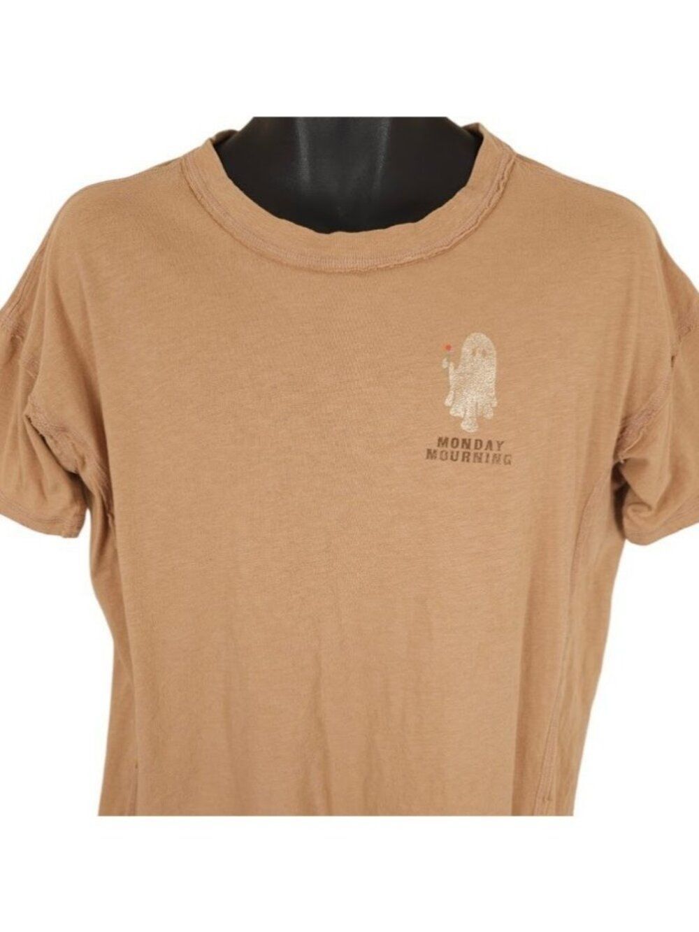 Monday Mourning Ghost T Shirt Womens Size XS Brown OVERSIZED Boyfriend Tee